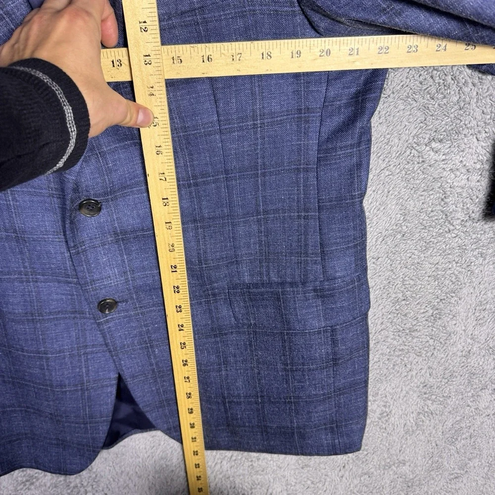 Jos A Bank Sport Coat Mens 44R Signature Windowpane Silk Linen Wool Blazer